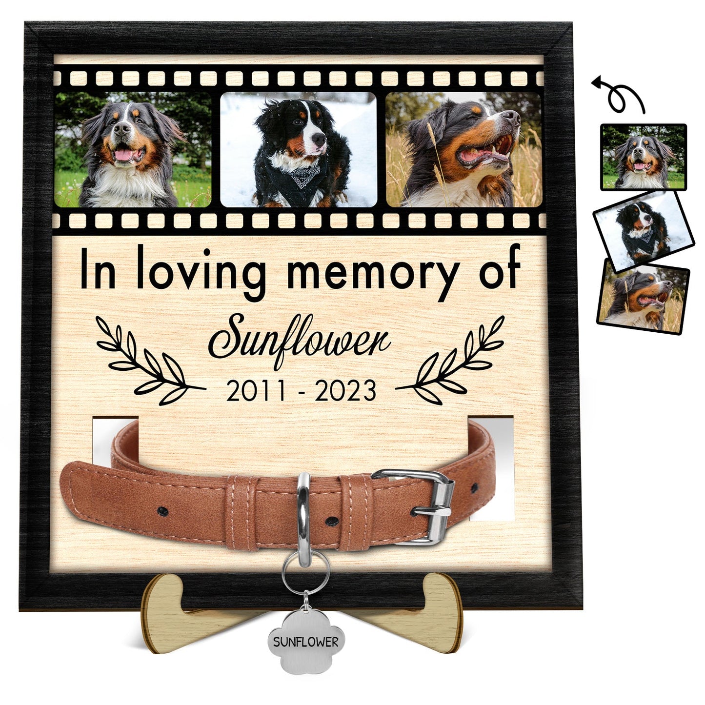 Custom Photo In Loving Memory Of - Memorial Gift For Dog Lover, Cat Mom, Pet Loss - Personalized 2-Layered Wooden Plaque With Stand